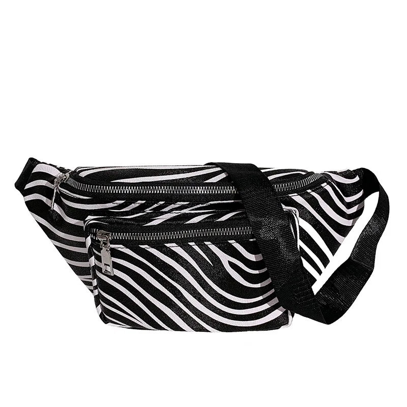 Cow Stripe Printed PU Waist Bag for Women