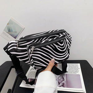 Cow Stripe Printed PU Waist Bag for Women