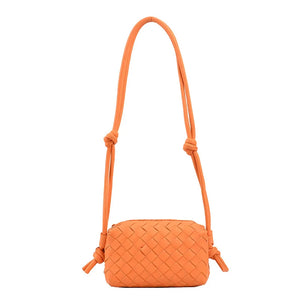 Diamond Lattice Knitted PU Leather Shoulder Bag For Women