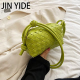 Diamond Lattice Knitted PU Leather Shoulder Bag For Women