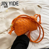 Diamond Lattice Knitted PU Leather Shoulder Bag For Women