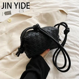 Diamond Lattice Knitted PU Leather Shoulder Bag For Women