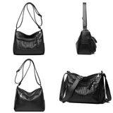 Stylish Multi-Zipper Shoulder Bag PU Leather Messenger Bags Women Tote Purse