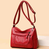Stylish Multi-Zipper Shoulder Bag PU Leather Messenger Bags Women Tote Purse