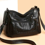 Stylish Multi-Zipper Shoulder Bag PU Leather Messenger Bags Women Tote Purse