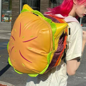 Stylish Hamburger Daypack Laptop Storage Cheeseburger Backpack for Travel