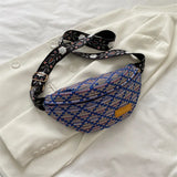Stylish Knitted Nylon Waist Pack Female Diamond Lattice Crossbody Bag