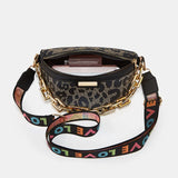 Leopard Printed PU Leather Chain Waist Bag for Women Fanny Pack