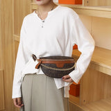 Letter Printed PU Leather Chain Waist Bag for Women Fanny Pack