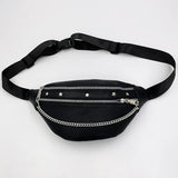 Rivet Chain Waist Bags PU Leather Fanny Pack Female Waist Pack