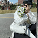 Stylish Rivet Crossbody Bag Female Top Motorcycle Bags for Women Shoulder Bag