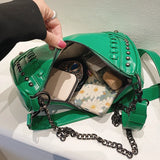 Stylish Rivet Crossbody Bag Female Top Motorcycle Bags for Women Shoulder Bag