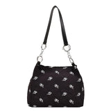 Rose Printed PU Leather Shoulder Bag Bucket Tote for Women