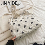 Rose Printed PU Leather Shoulder Bag Bucket Tote for Women