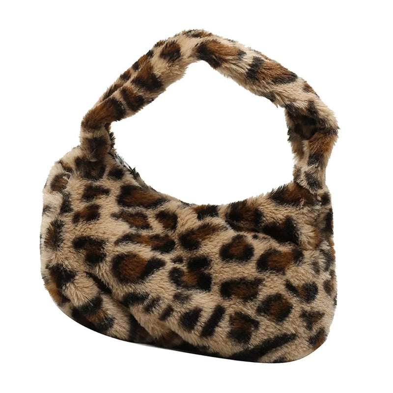 Leopard Pattern Shoulder Bag Lightweight Zipper Handbag for Travel
