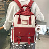 Stylish Retro Women's Backpack Contrast Colors School Travel Rucksack
