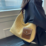 Stylish Straw Handbag Shoulder Bag Handwoven Bohemian Summer Tote Large Capacity