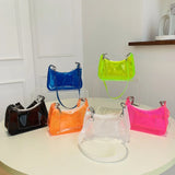 Clear Jelly Bag Small Square Underarm Bag Female Zipper Shoulder Bag