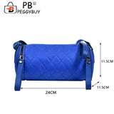Women Diamond Lattice Crossbody Cylinder Bag Zipper Handbags