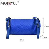 Stylish Diamond Lattice Shoulder Crossbody Bag Solid PU Leather Zipper Handbag