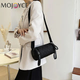 Stylish Diamond Lattice Shoulder Crossbody Bag Solid PU Leather Zipper Handbag