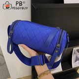 Women Diamond Lattice Crossbody Cylinder Bag Zipper Handbags