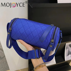 Stylish Diamond Lattice Shoulder Crossbody Bag Solid PU Leather Zipper Handbag