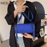 Stylish Diamond Lattice Shoulder Crossbody Bag Solid PU Leather Zipper Handbag