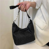 Rhinestones Shoulder Leather Bag for Women