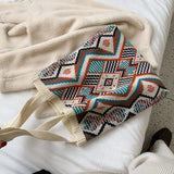 Ethnic Style Woven Shoulder Bag Lightweight Tote Handbag