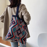 Ethnic Style Woven Shoulder Bag Lightweight Tote Handbag