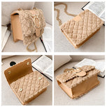 Chic Deer Head Plush Crossbody Bag with Chain Strap