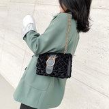 Chic Deer Head Plush Crossbody Bag with Chain Strap