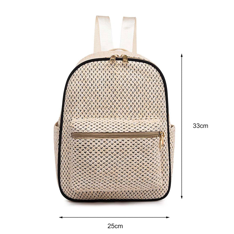 Women Straw Backpack Shoulder Bags Hand-Woven Handbags for Travel