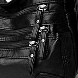 Stylish Multi-Zipper Leather Tote Crossbody Bag