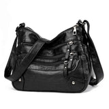 Stylish Multi-Zipper Leather Tote Crossbody Bag