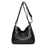 Stylish Multi-Zipper Leather Tote Crossbody Bag