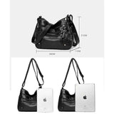 Stylish Multi-Zipper Leather Tote Crossbody Bag