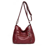 Stylish Multi-Zipper Leather Tote Crossbody Bag
