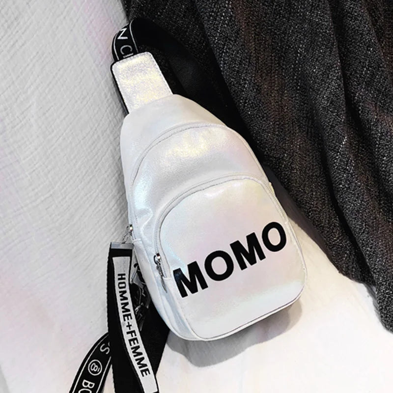 Stylish Women Waist Bag PU Printed Solid Chest Bag for Outdoor Sport Hip Package