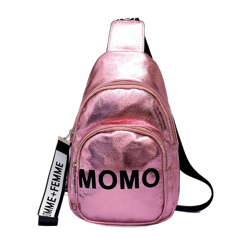Stylish Women Waist Bag PU Printed Solid Chest Bag for Outdoor Sport Hip Package