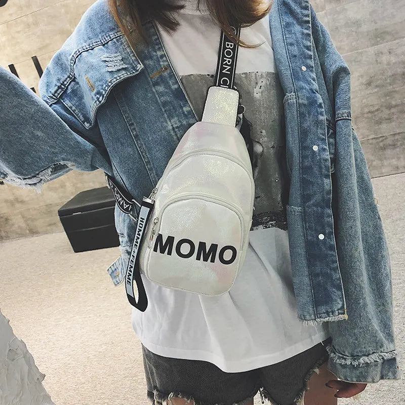 Stylish Women Waist Bag PU Printed Solid Chest Bag for Outdoor Sport Hip Package