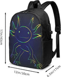 Rainbow Axolotl Backpack 17 Inch USB Charging
