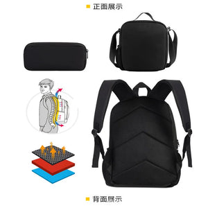 Sublimation Printing School Bag Backpack Lunch Box Pencil Bags Three Sets