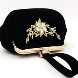 Suede Folk Style Evening Clutch Bag with Chain