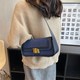 Retro Women's Totes Shoulder Bag Suede Matte Leather Plaid Lock Handbags