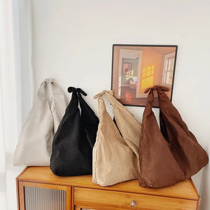 Vintage Suede Large Capacity Shoulder Bag Solid Color Underarm Tote Bag