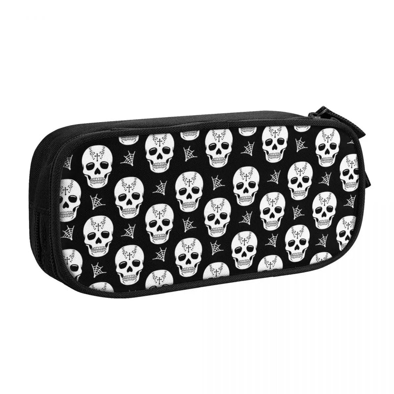 Sugar Skull Pattern Pen Box Anime Zipper Pen Bag School Stationery Gift