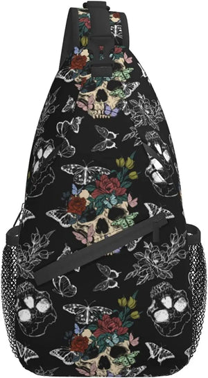 Sugar Skull Unisex Chest Bag Crossbody Sling Backpack Travel Hiking Daypack