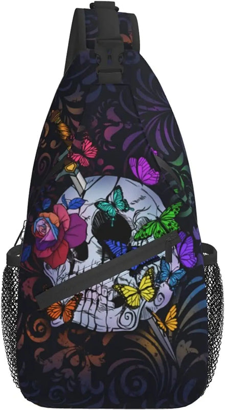 Sugar Skull Unisex Chest Bags Crossbody Sling Backpack
